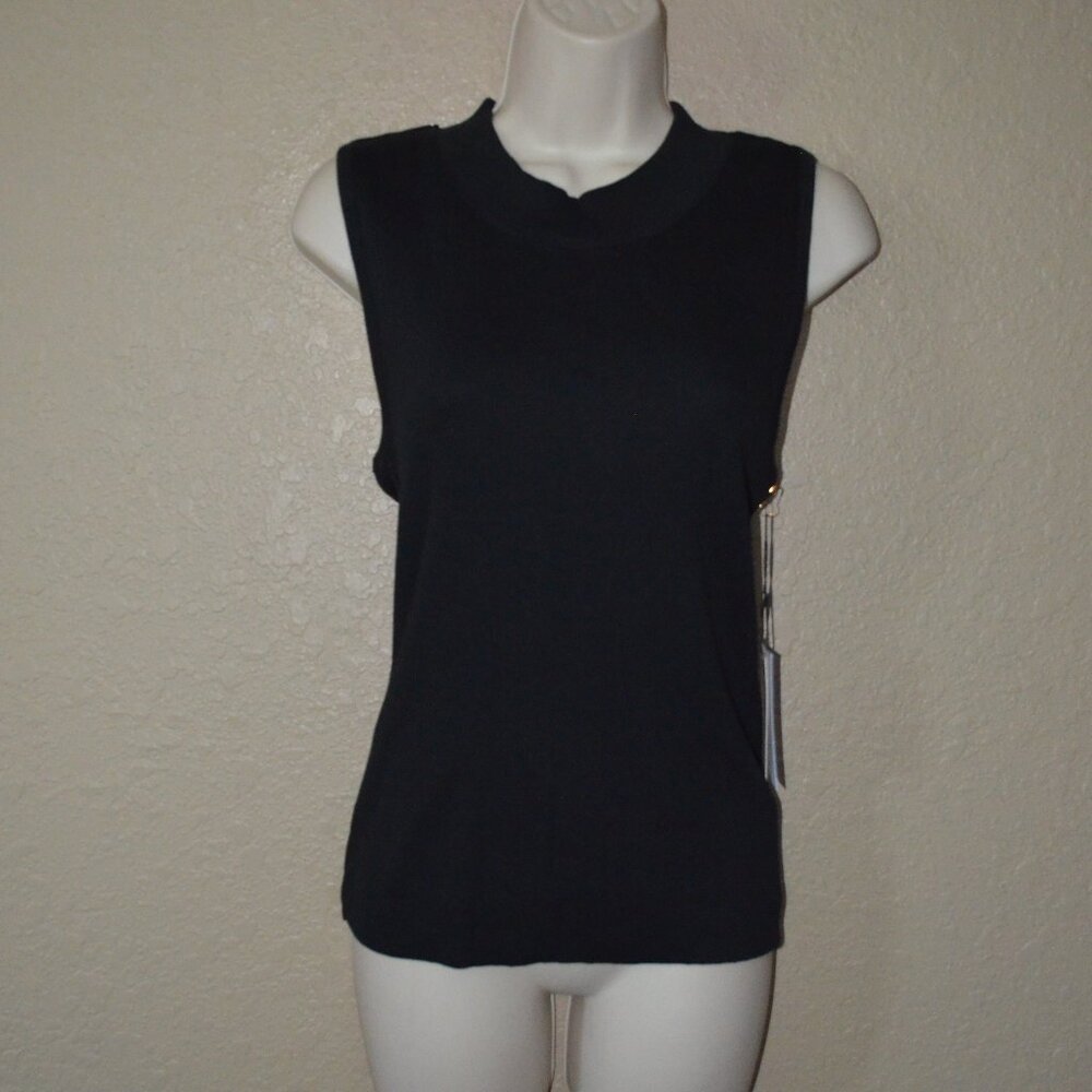 NWT $108 Sz L Nation LTD Black Joan Ribbed Mock Neck Tank Top